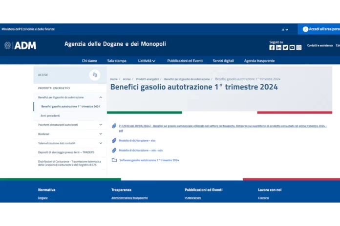Rimborso Accisa primo trimestre 2024